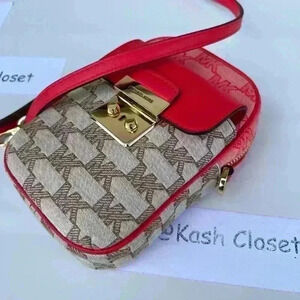 Michael Kors Phone Crossbody Sloan SM Top Zip Front Pocket Jacquard Grapefruit